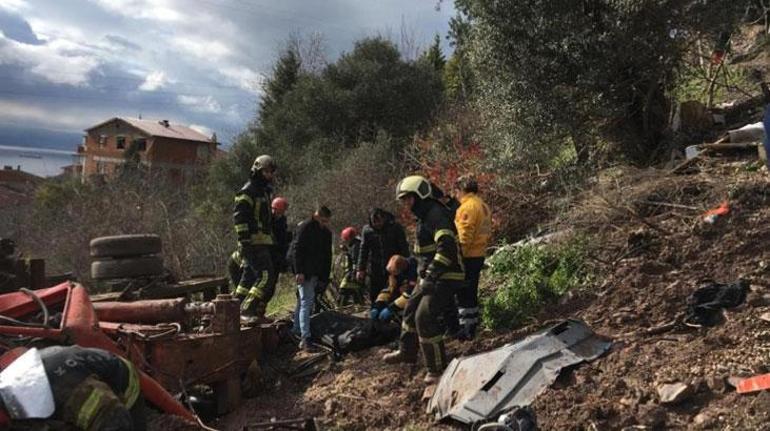 Uçuruma yuvarlanan kamyon paramparça oldu: 1 ölü