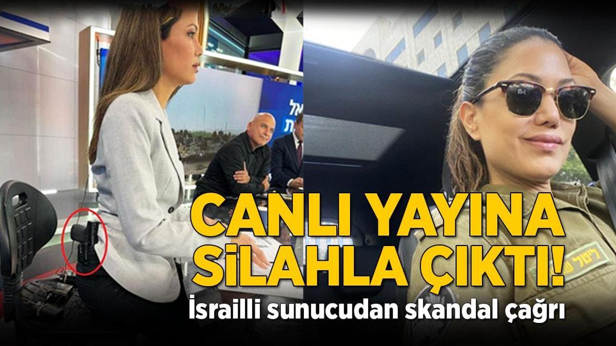 İsrail’li sunucu canlı yayına belinde silahla çıktı! Skandal çağrı: Silahlanın