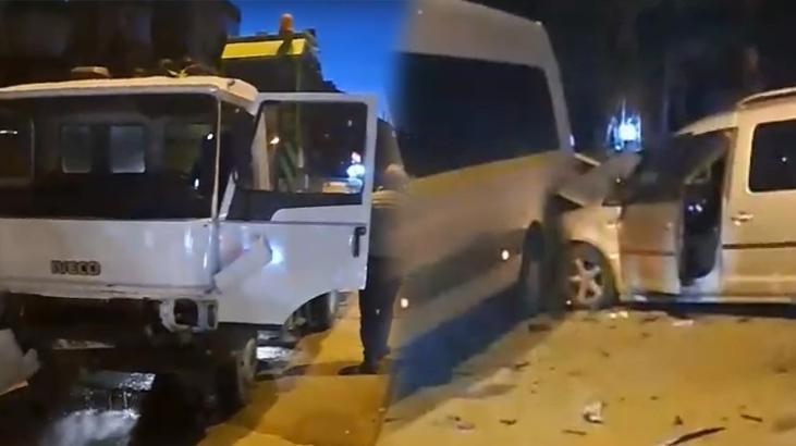 Ortalık savaş alanına döndü! Freni patlayan kamyonet 10 araca çarparak durabildi