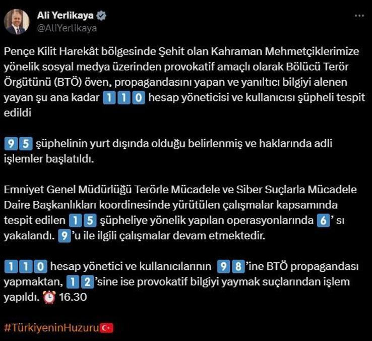 Sosyal medya provokatörlerine operasyon! 110 hesap yöneticisi tespit edildi