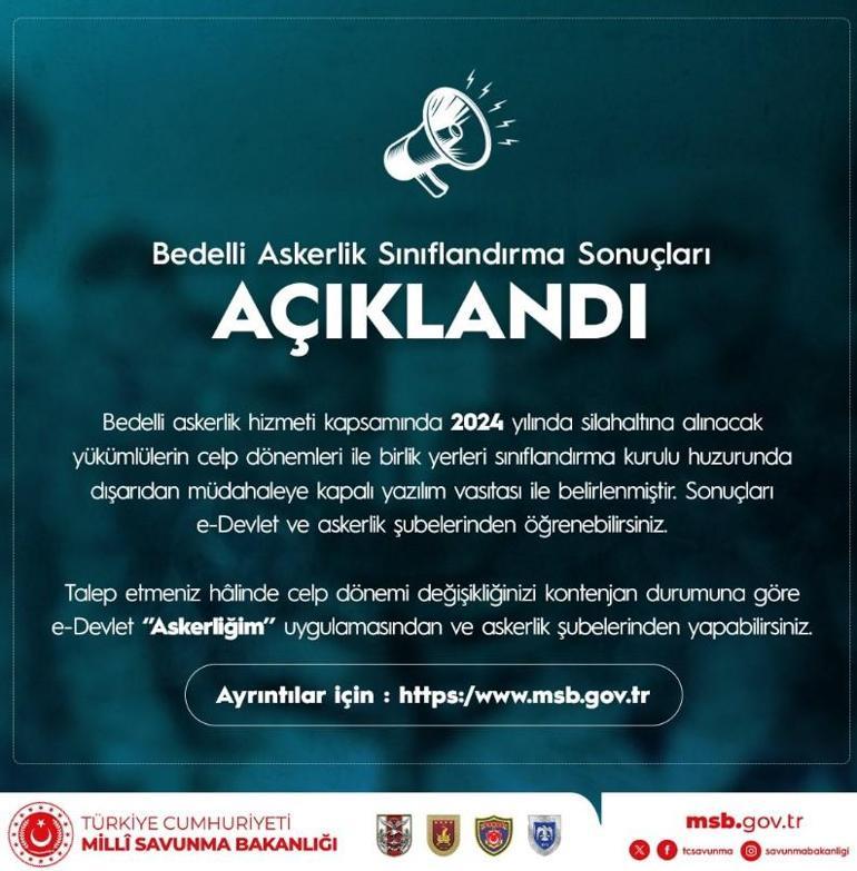 Bedelli askerlik yerleri açıklandı! Sonuçlar e-Devlet ve askerlik şubelerinde