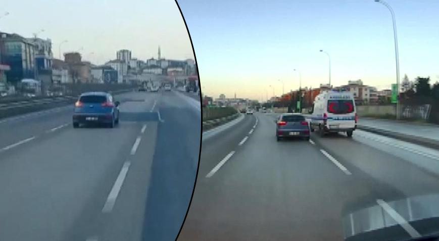 Çekmeköy’de akılalmaz anlar! Otomobili ambulansın üzerine sürdü
