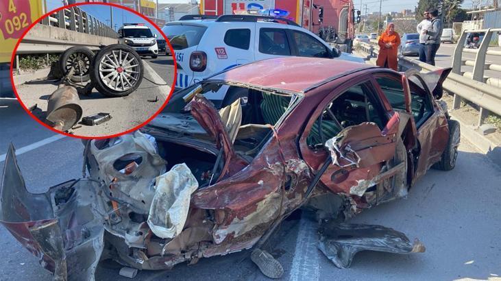 Korkunç kaza! Dingili koptu otomobilden fırladı! Üzerinden başka bir araç geçti