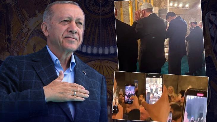 Cumhurbaşkanı Erdoğan ve Murat Kurum akşam namazını Ayasofya’da kıldı! Vatandaşlar yoğun ilgi gösterdi