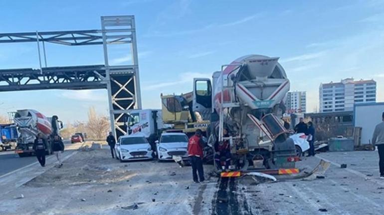 Ankara'da feci kaza! Freni boşalan beton mikseri araçları biçti