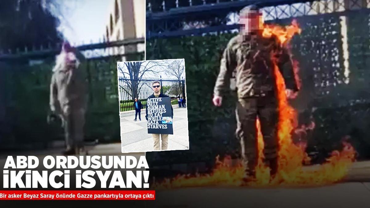 ABD ordusundaki ikinci isyan! Beyaz Saray önünde Gazze pankartıyla ortaya çıktı