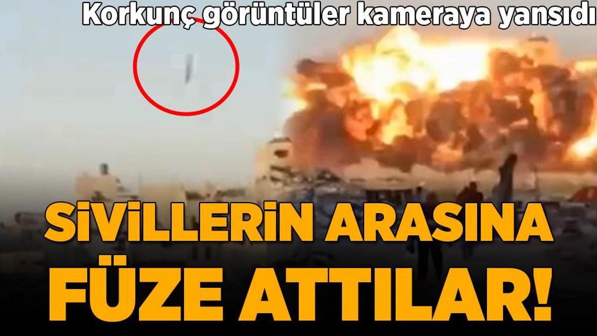Son dakika… Sivillerin arasına füze attılar! Korkunç görüntüler kameraya yansıdı