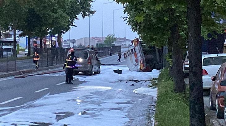 Gölcük’te tehlikeli anlar! Tanker kaza yaptı, patlama riskine karşı evler tahliye edildi