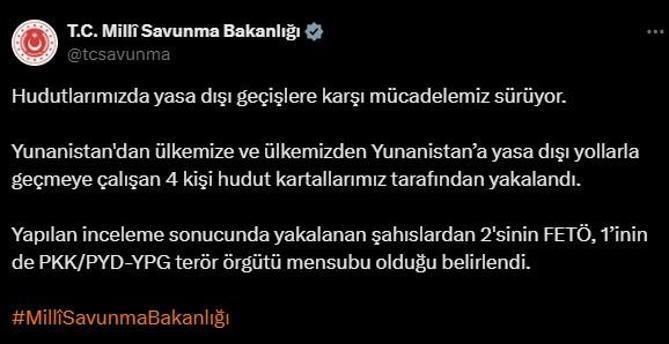 Sınırlarımızda yasa dışı geçişlere izin yok! 4 kişi yakalandı