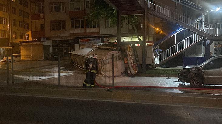 Gölcük'te tehlikeli anlar! Tanker kaza yaptı, patlama riskine karşı evler tahliye edildi