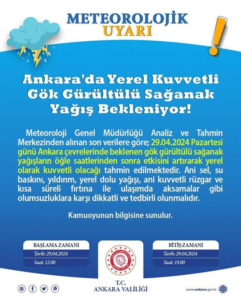 Meteoroloji raporu yayımladı! Sağanak yağış etkisini sürdürecek: Ankara için yeni uyarı