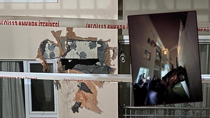 Ankara’da kontrolden çıkan otomobil apartmanın 3’üncü katına çarptı