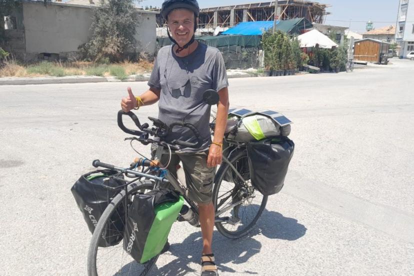 Fransız gezginin bisiklet rotası Karapınar’a uzandı